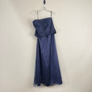 Jovani Black Beaded Strapless Formal Gown Chiffon Overlay Evening Dress Size 20